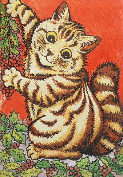 Weihnachtskatze von Louis Wain